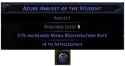 PoE 2 Azure Amulet of the Student