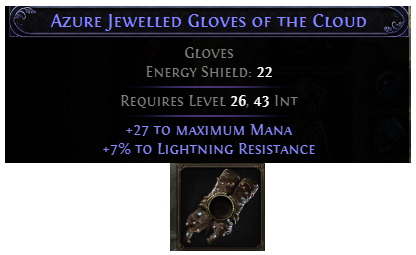 PoE 2 Azure Jewelled Gloves of The Cloud