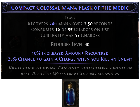 PoE 2 Compact Colossal Mana Flask of The Medic