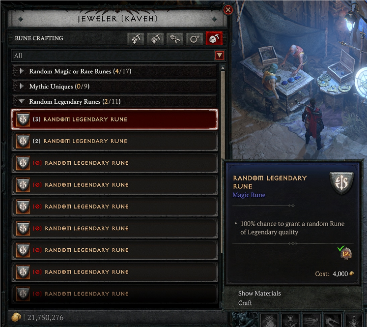 Diablo 4 Rune Crafting Recipe
