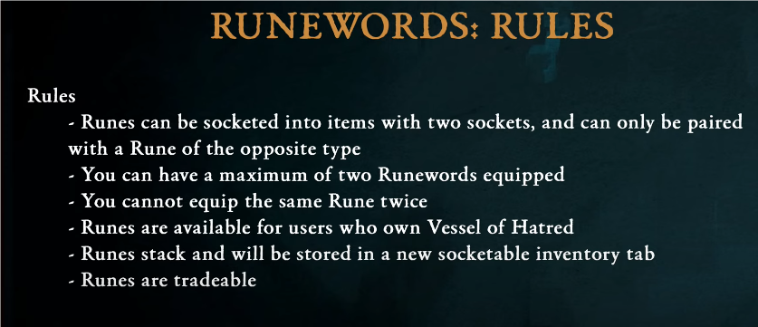 Diablo 4 Runewords Rules