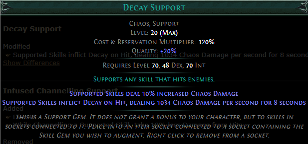 PoE Decay Support 3.25