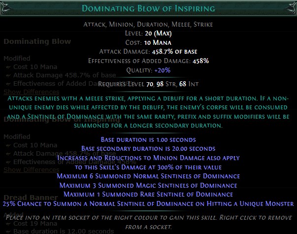 PoE Dominating Blow of Inspiring Build 3.25