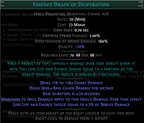 PoE Essence Drain of Desperation Build 3.25