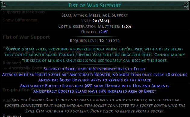 PoE Fist of War Support 3.25