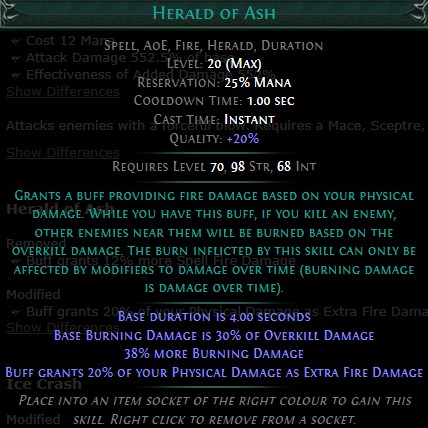 PoE Herald of Ash Build 3.25