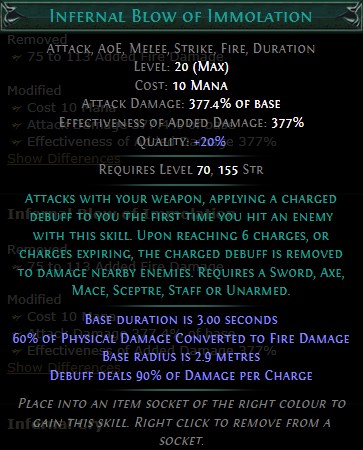 PoE Infernal Blow of Immolation Build 3.25