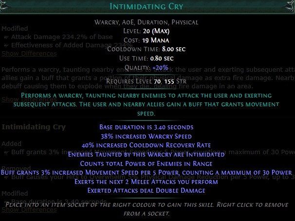 PoE Intimidating Cry Build 3.25