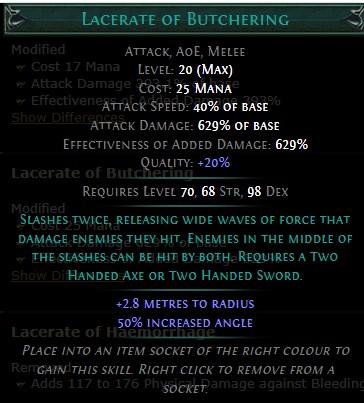 PoE Lacerate of Butchering Build 3.25