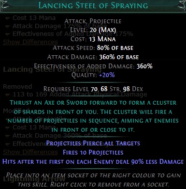 PoE Lancing Steel of Spraying Build 3.25