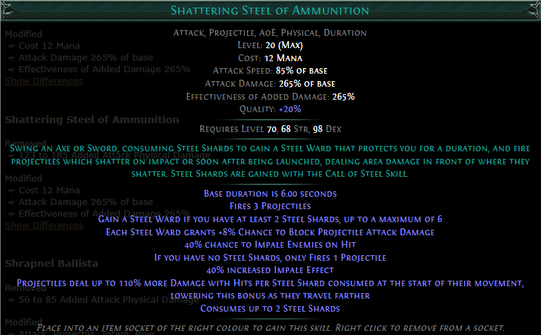 PoE Shattering Steel of Ammunition Build 3.25