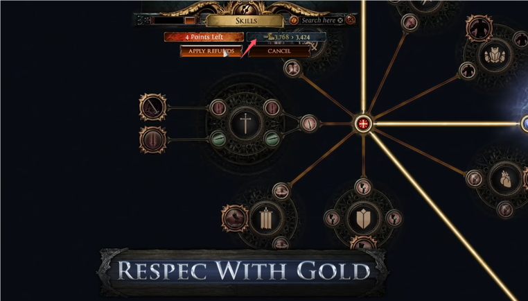 PoE Skill Tree Respec with gold