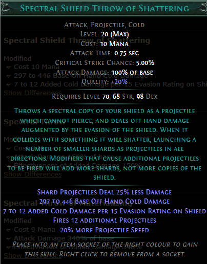 PoE Spectral Shield Throw of Shattering Build 3.25