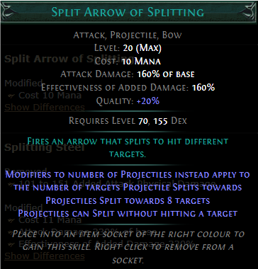 PoE Split Arrow of Splitting Build 3.25