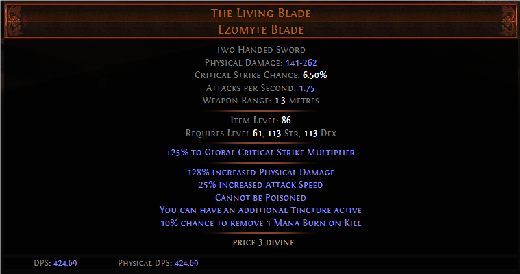 PoE The Living Blade