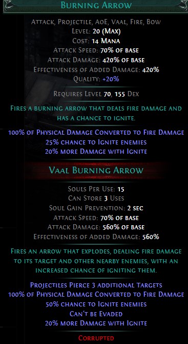 PoE Vaal Burning Arrow Build 3.25