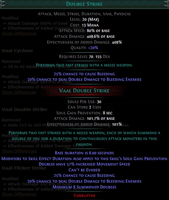 PoE Vaal Double Strike Build 3.25