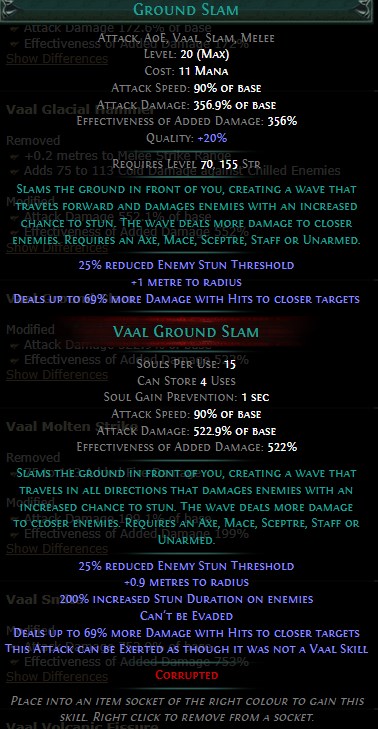 PoE Vaal Ground Slam Build 3.25