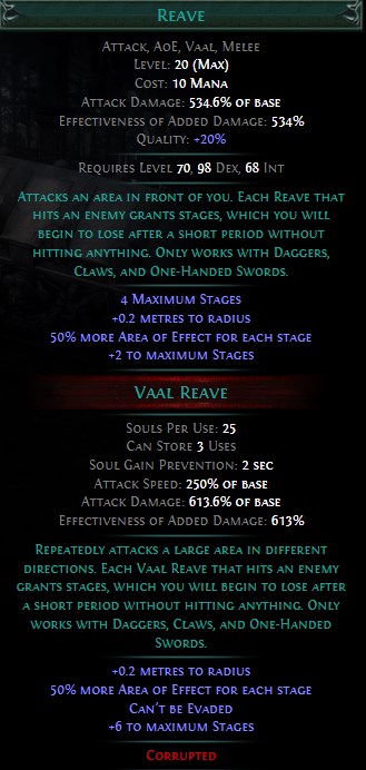 PoE Vaal Reave Build 3.25