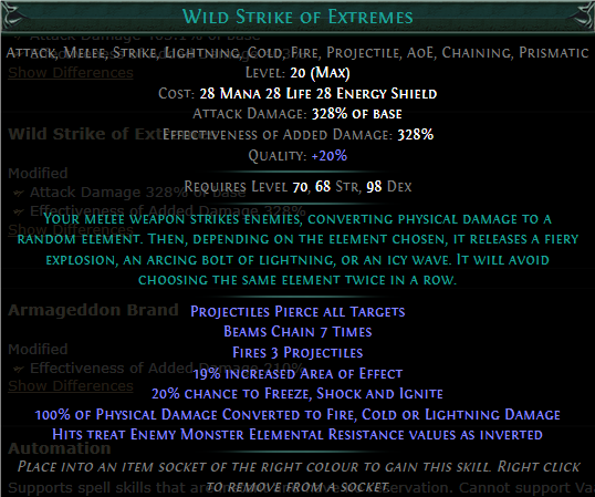 PoE Wild Strike of Extremes Build 3.25