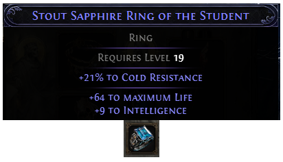 PoE 2 Stout Sapphire Ring of The Student